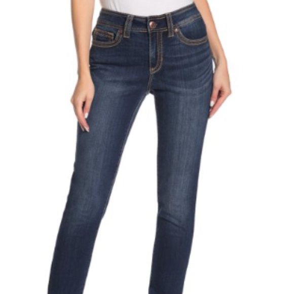 Seven7 8* Blue Denim *mid-rise * skinny crop* starlette * Like New - Picture 1 of 9